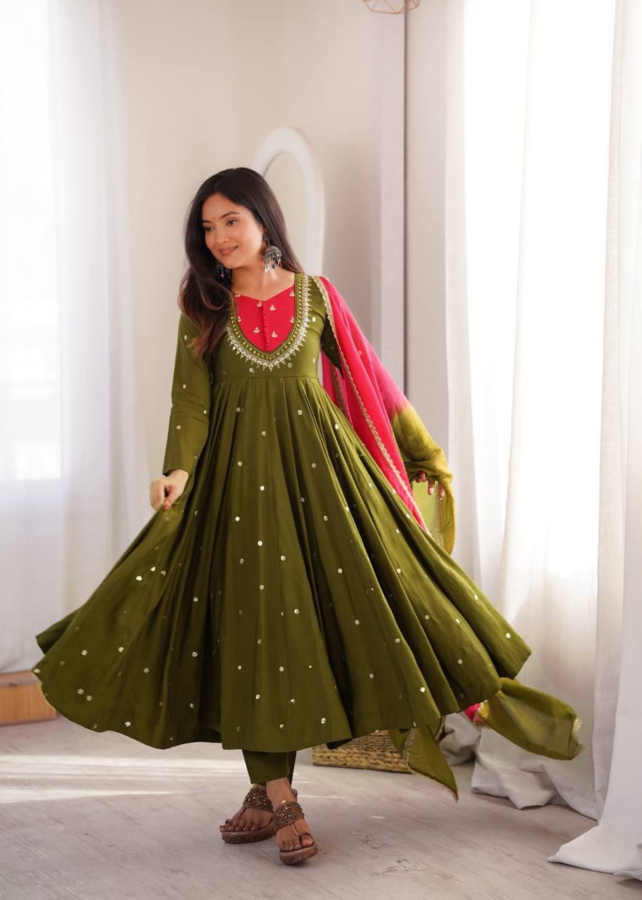 Mirror Designer Anarkali Three Piece Set