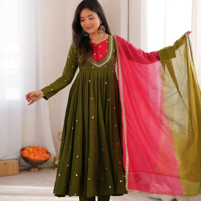 Mirror Designer Anarkali Three Piece Set