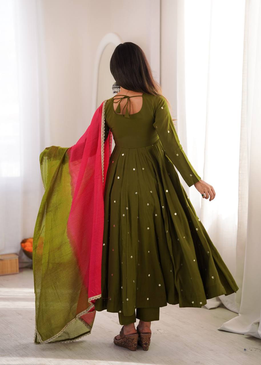 Mirror Designer Anarkali Three Piece Set