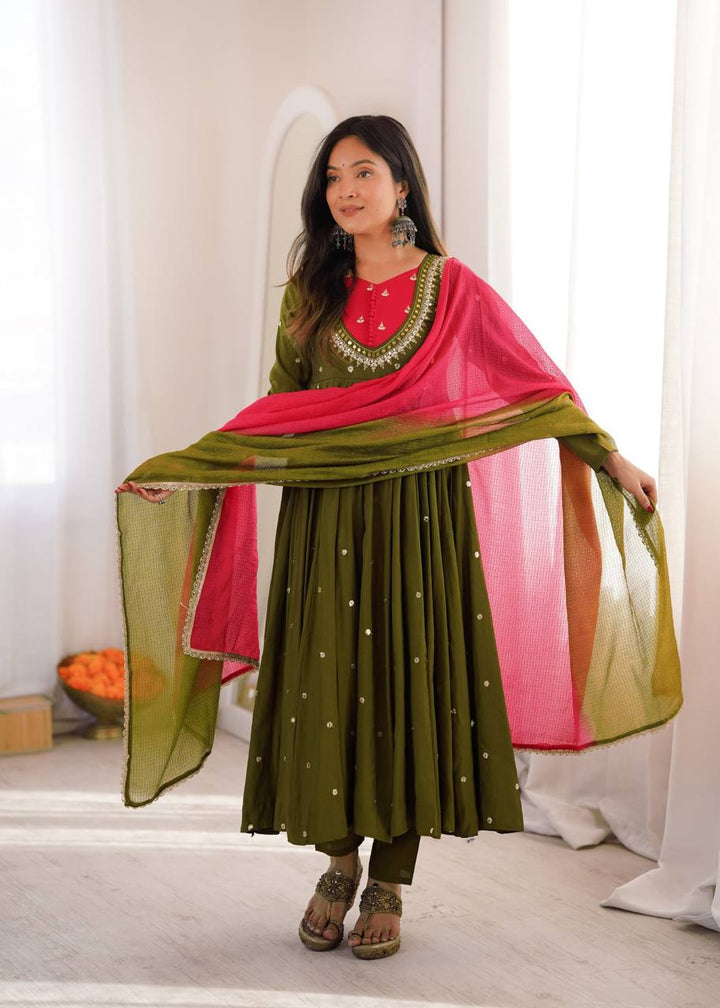 Mirror Designer Anarkali Three Piece Set
