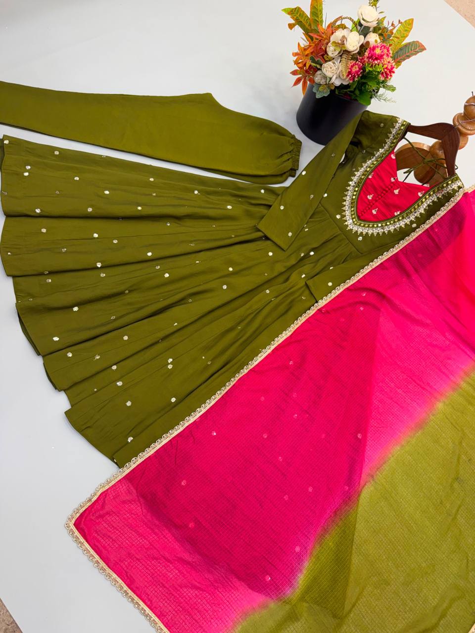 Mirror Designer Anarkali Three Piece Set