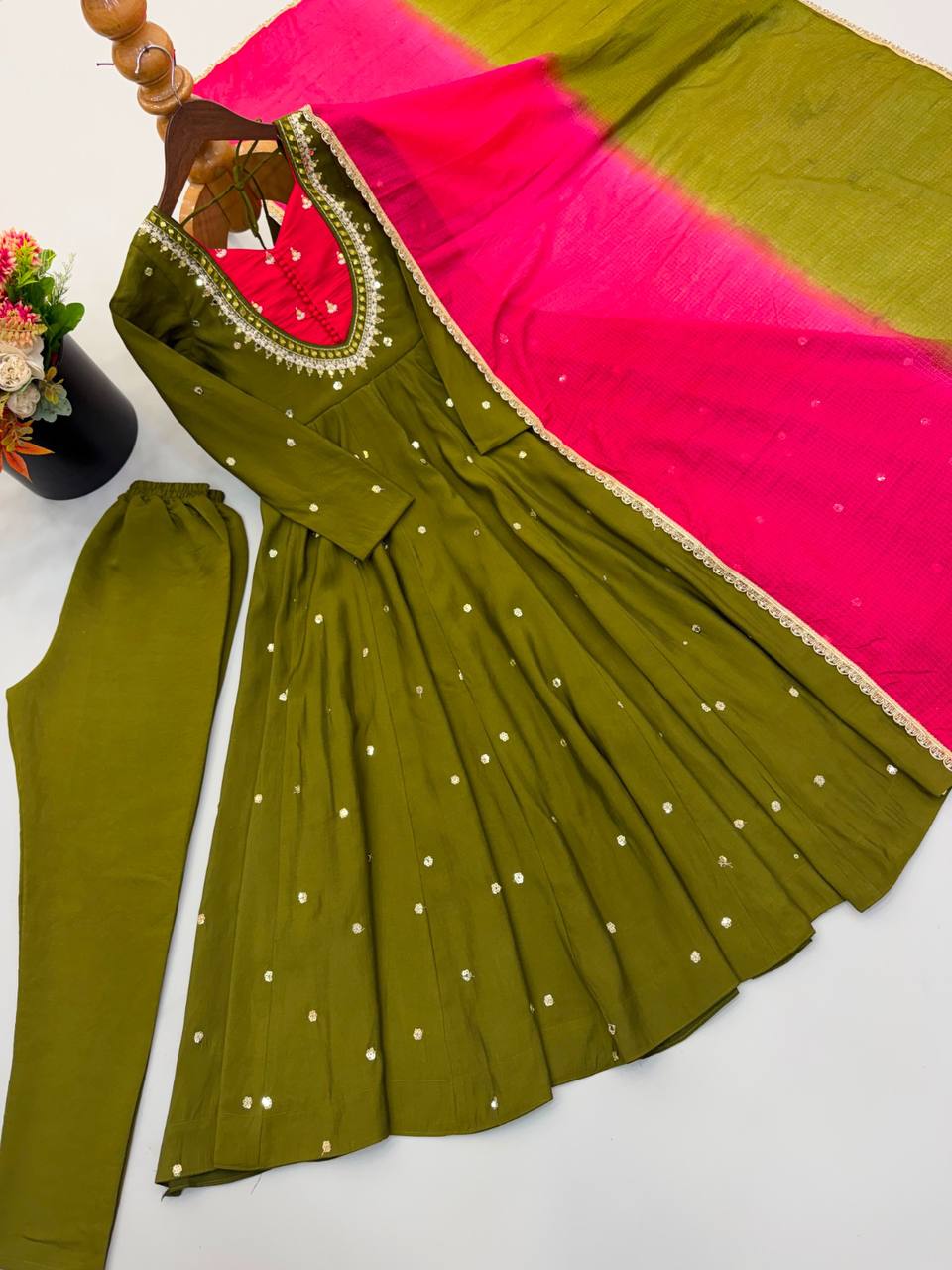 Mirror Designer Anarkali Three Piece Set