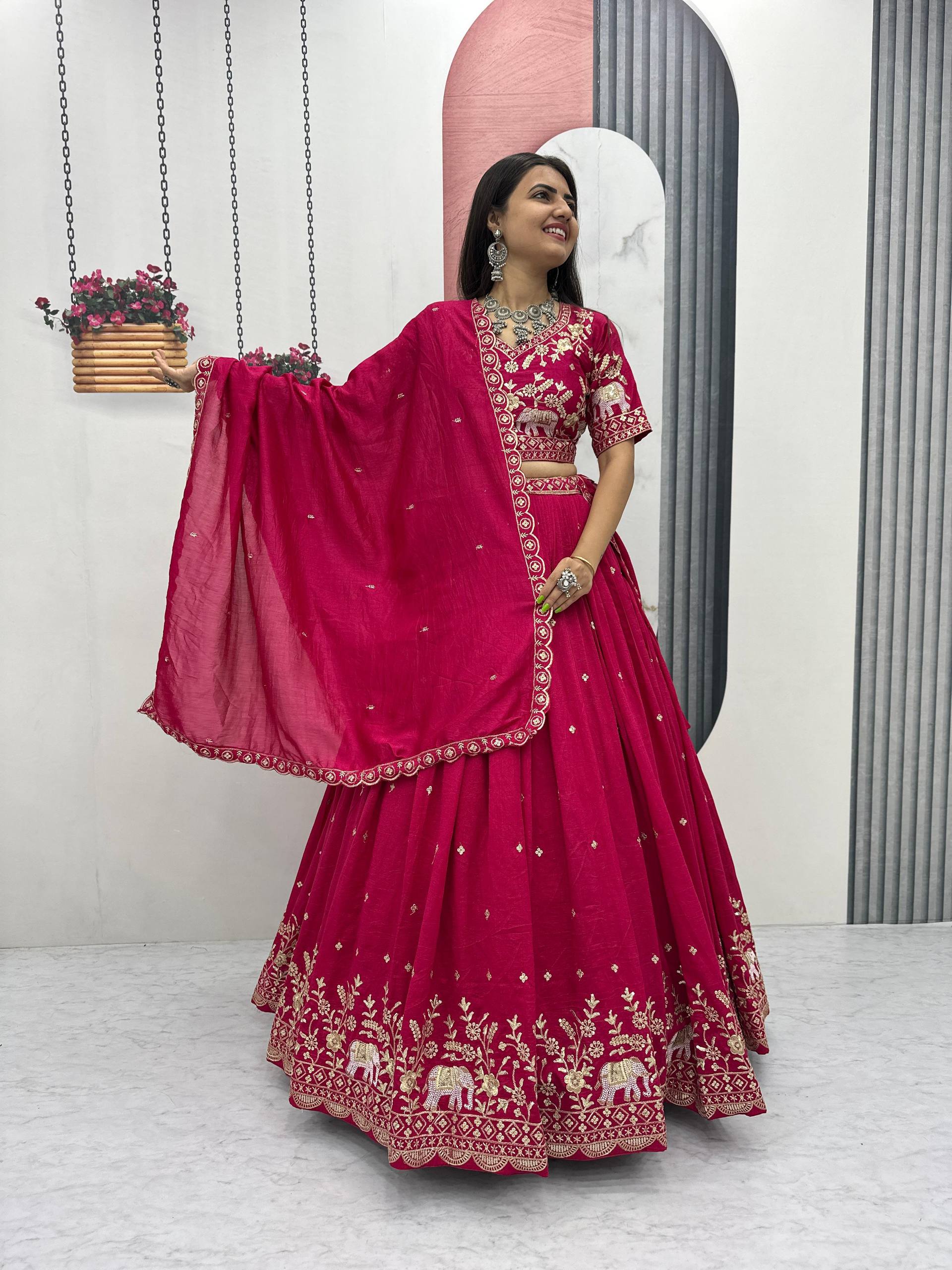 Heavy Embroidery Thread Work Grand Lehenga Choli