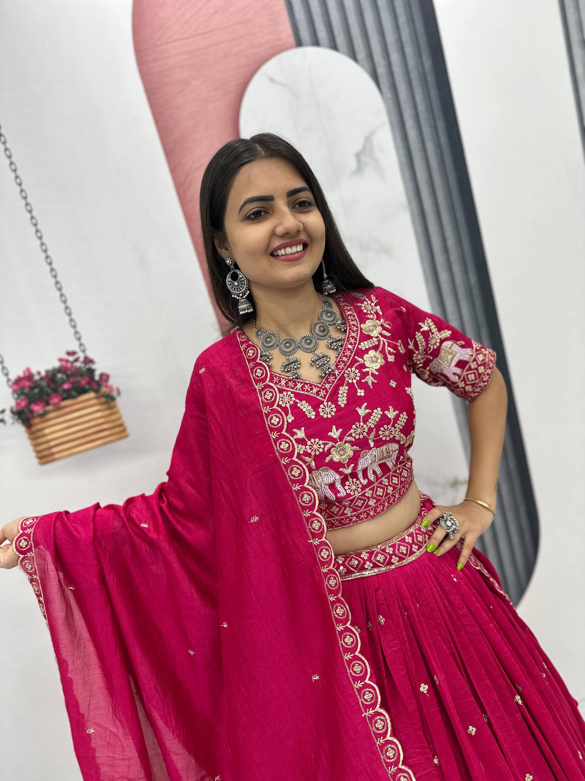 Heavy Embroidery Thread Work Grand Lehenga Choli