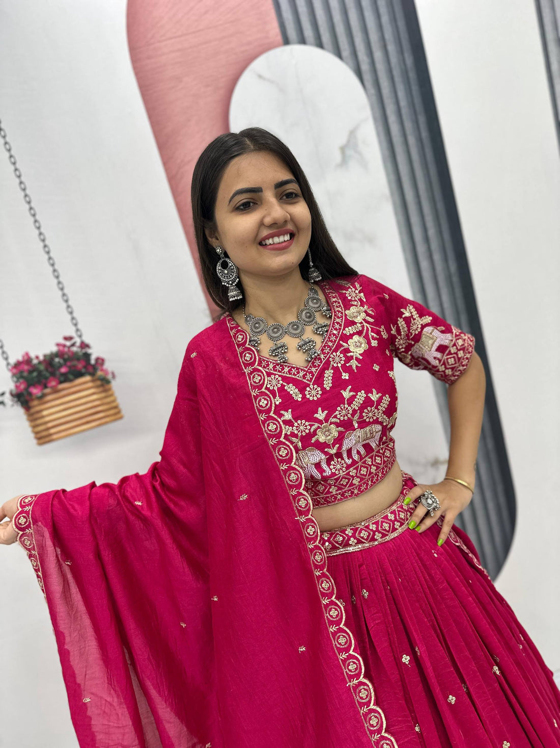 Heavy Embroidery Thread Work Grand Lehenga Choli