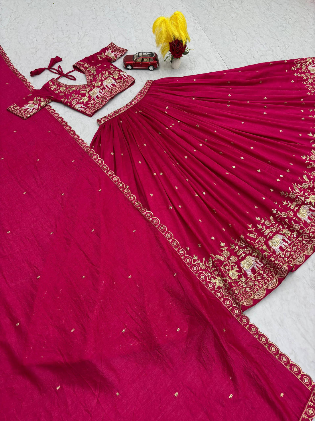 Heavy Embroidery Thread Work Grand Lehenga Choli