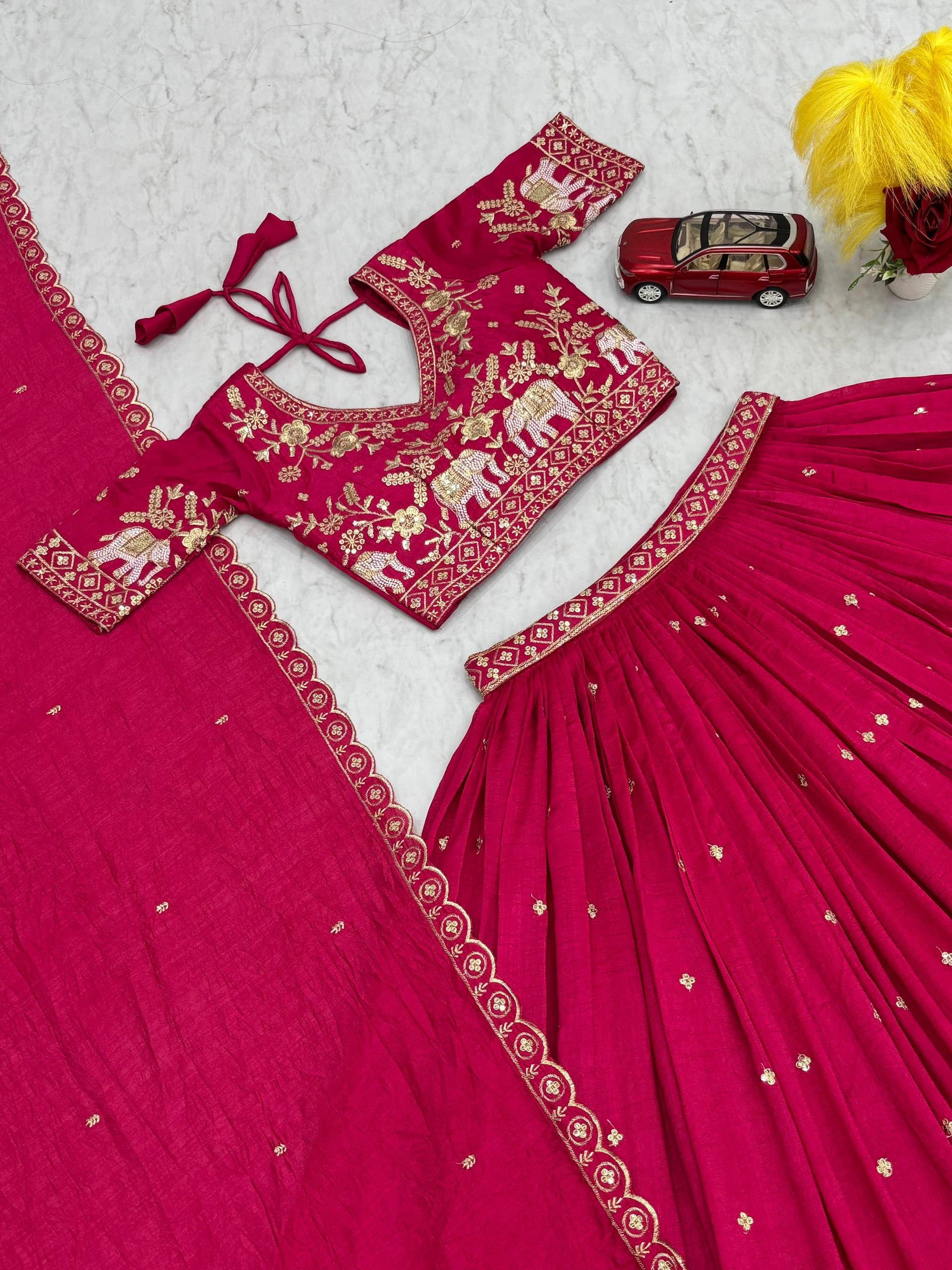 Heavy Embroidery Thread Work Grand Lehenga Choli