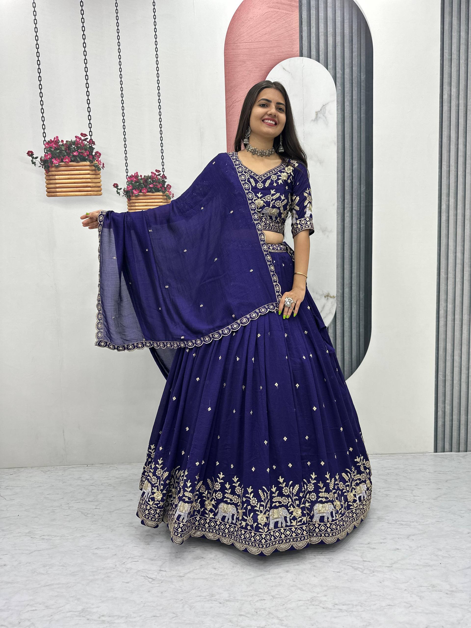 Heavy Embroidery Thread Work Grand Lehenga Choli