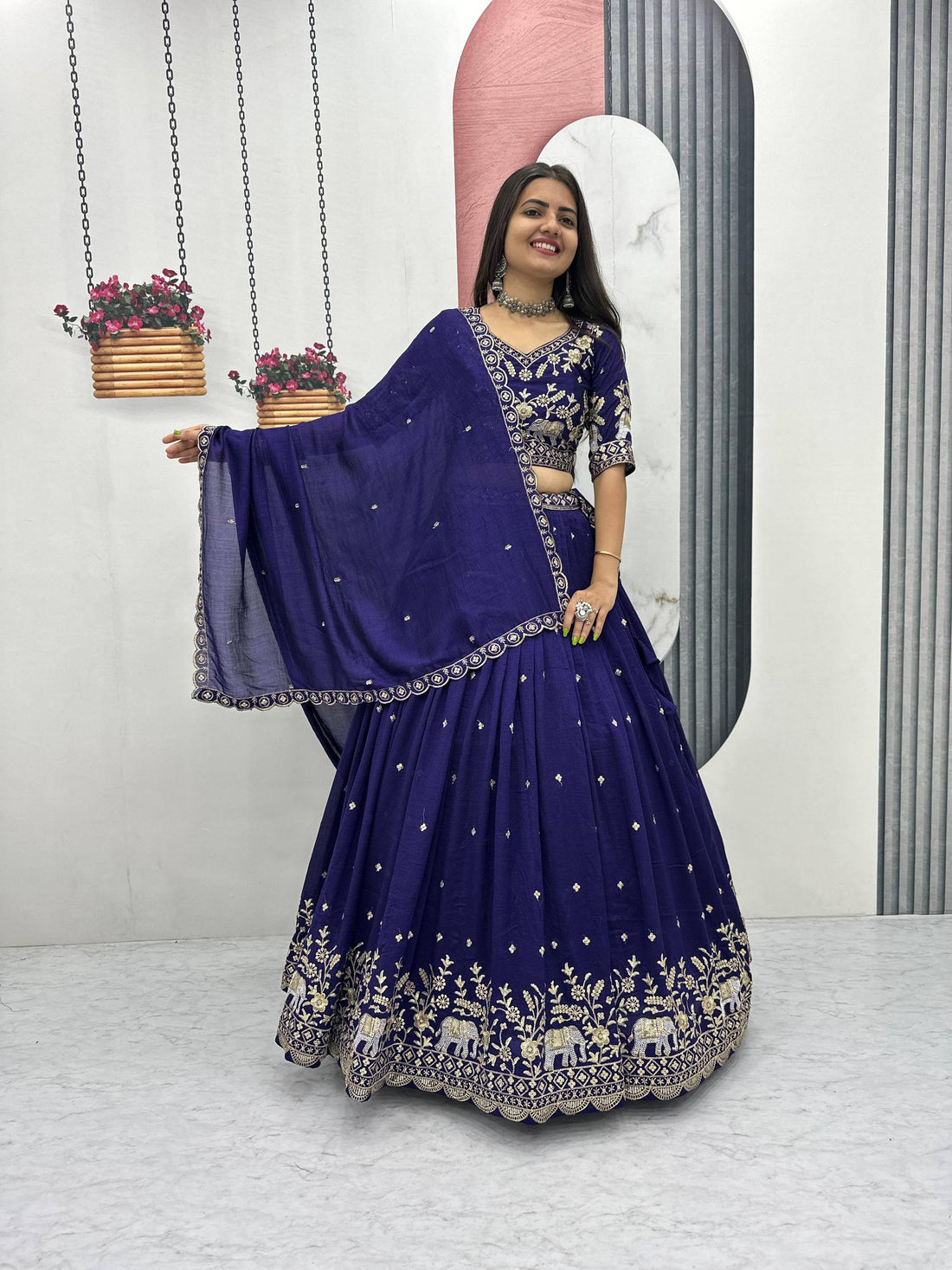 Heavy Embroidery Thread Work Grand Lehenga Choli