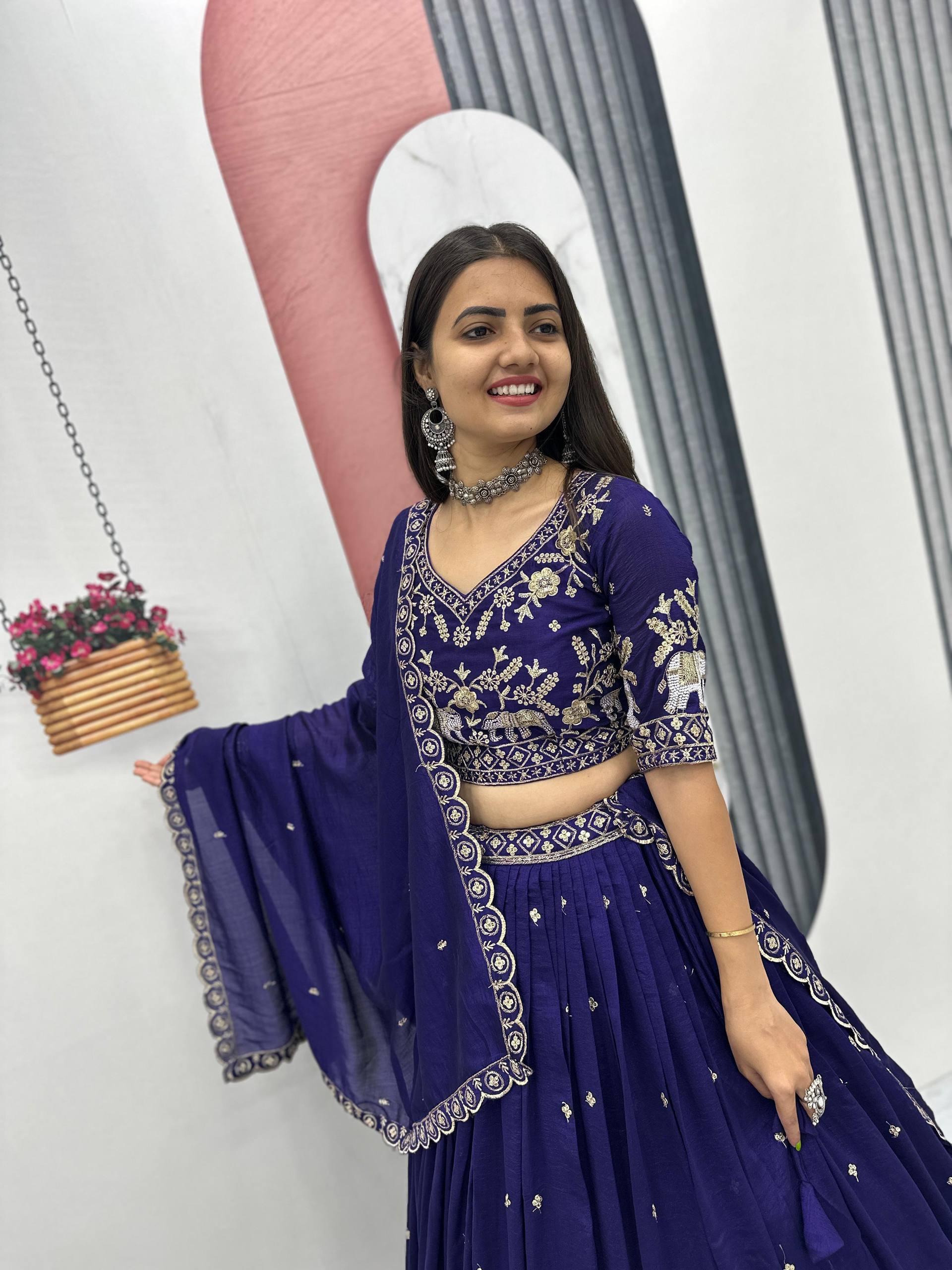 Heavy Embroidery Thread Work Grand Lehenga Choli