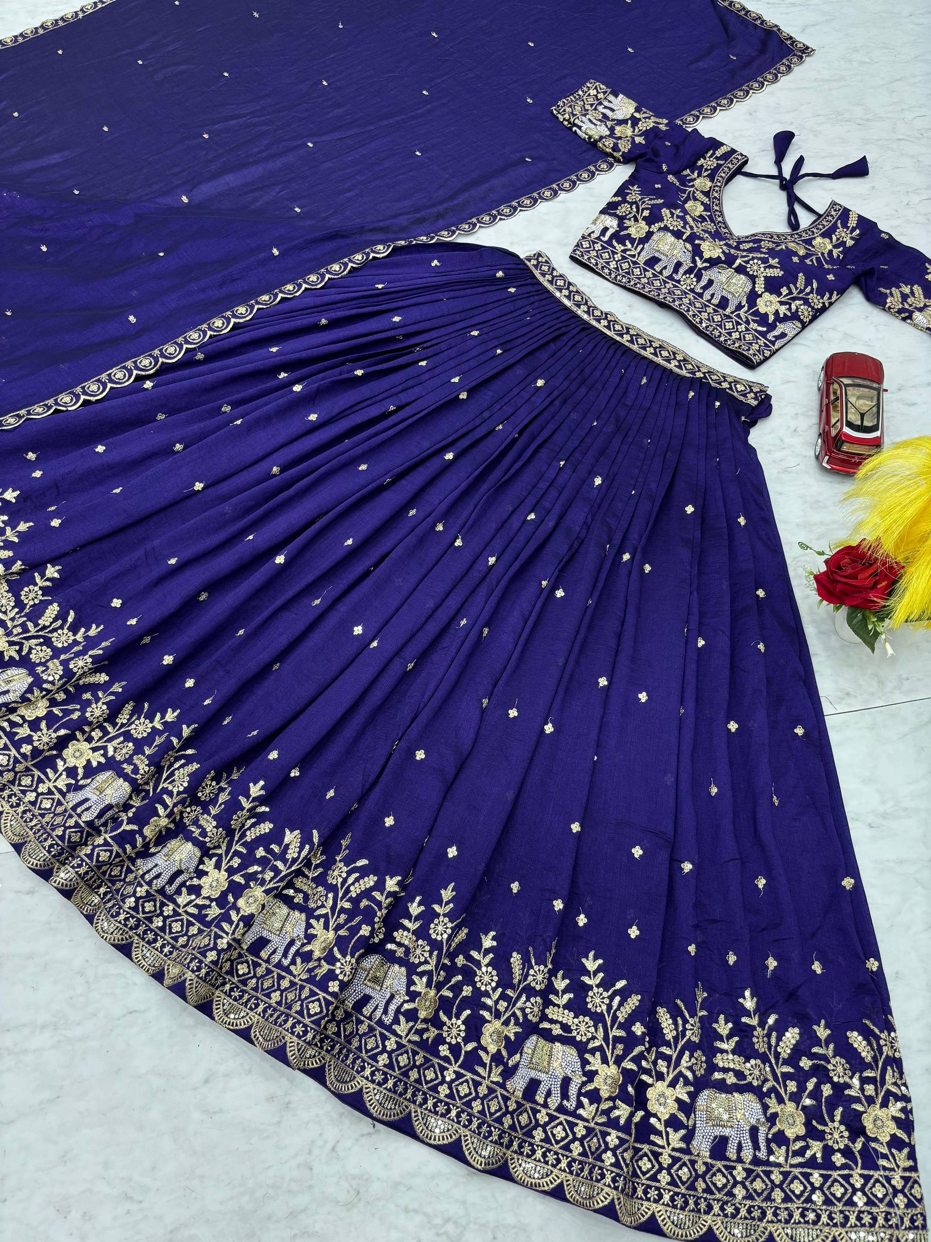 Heavy Embroidery Thread Work Grand Lehenga Choli