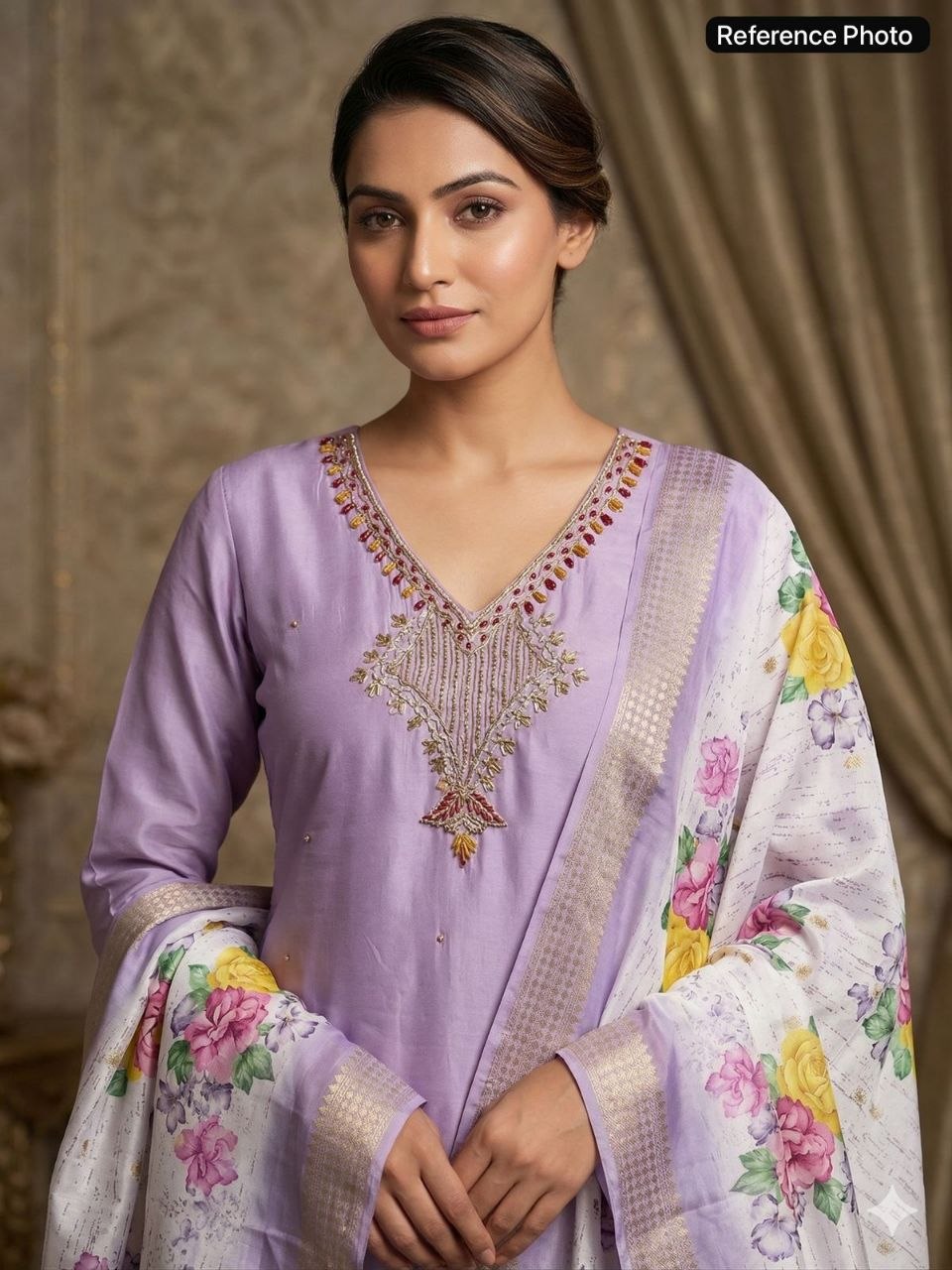 Premium Mul Chanderi Kurti With Duppata And Pant Set