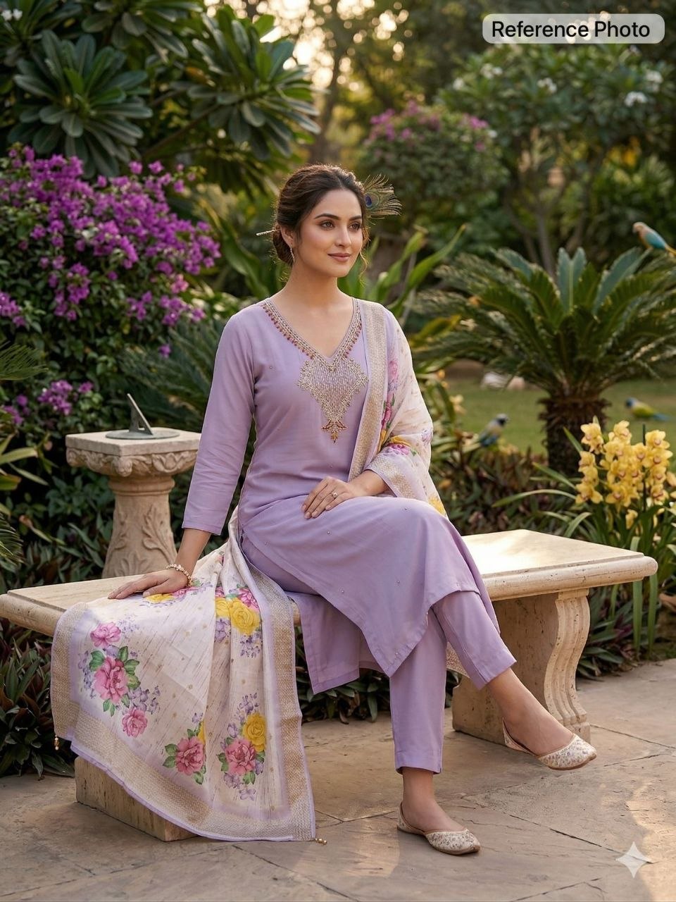 Premium Mul Chanderi Kurti With Duppata And Pant Set