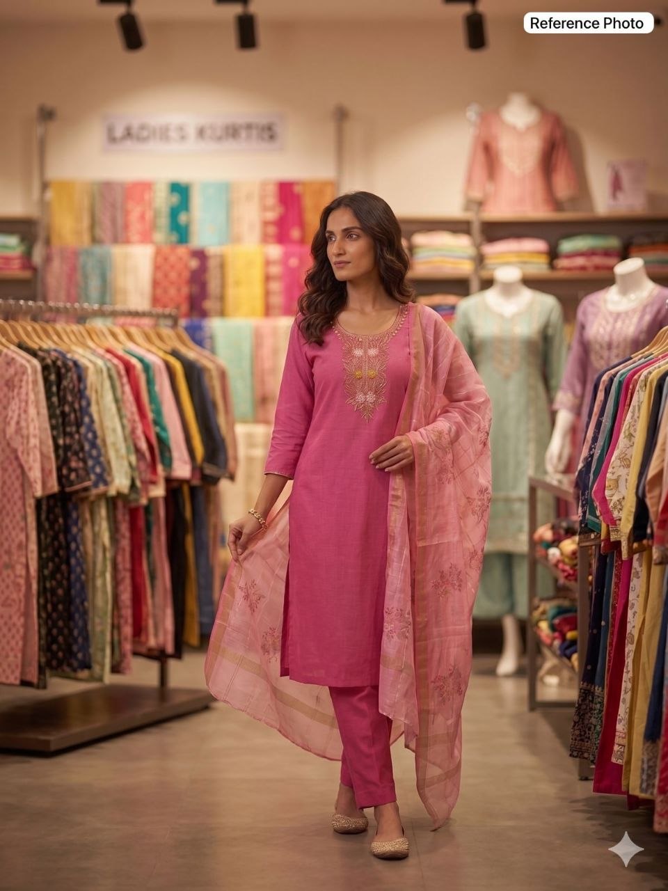 Premium Mul Chanderi Kurti Set With Duppat And Pent