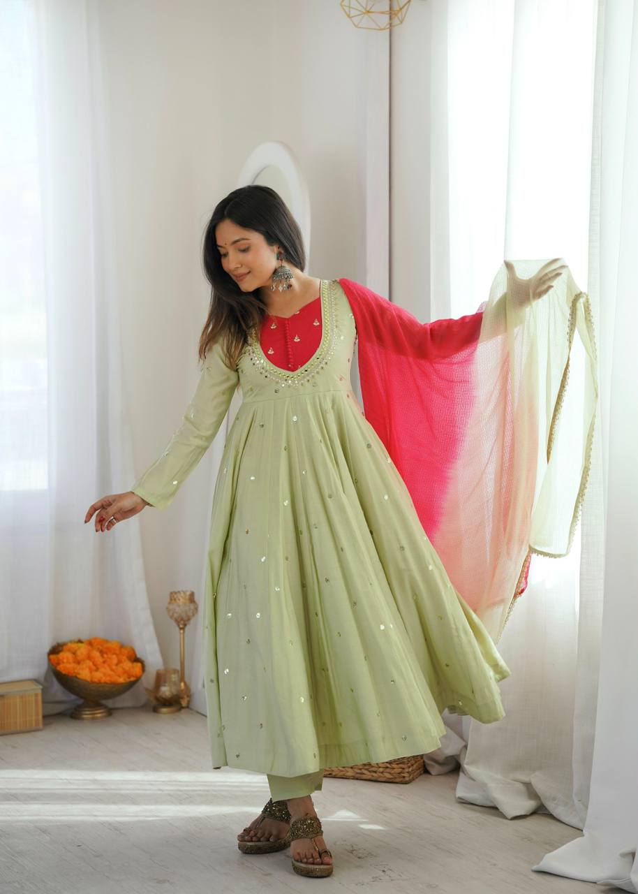 Mirror Designer Anarkali Three Piece Set