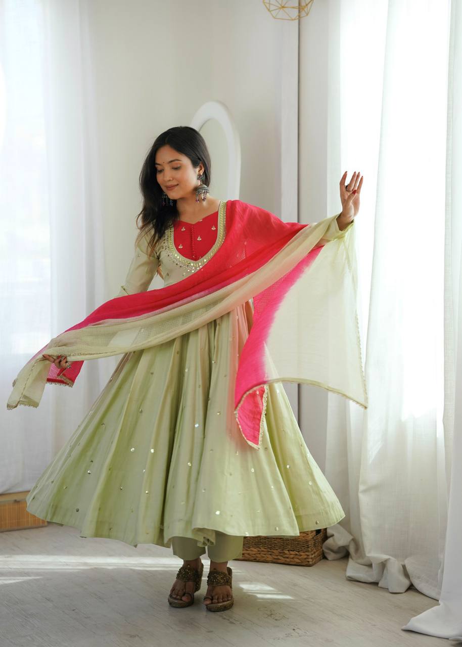 Mirror Designer Anarkali Three Piece Set