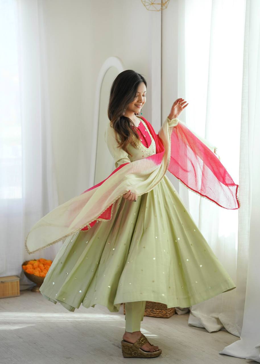 Mirror Designer Anarkali Three Piece Set