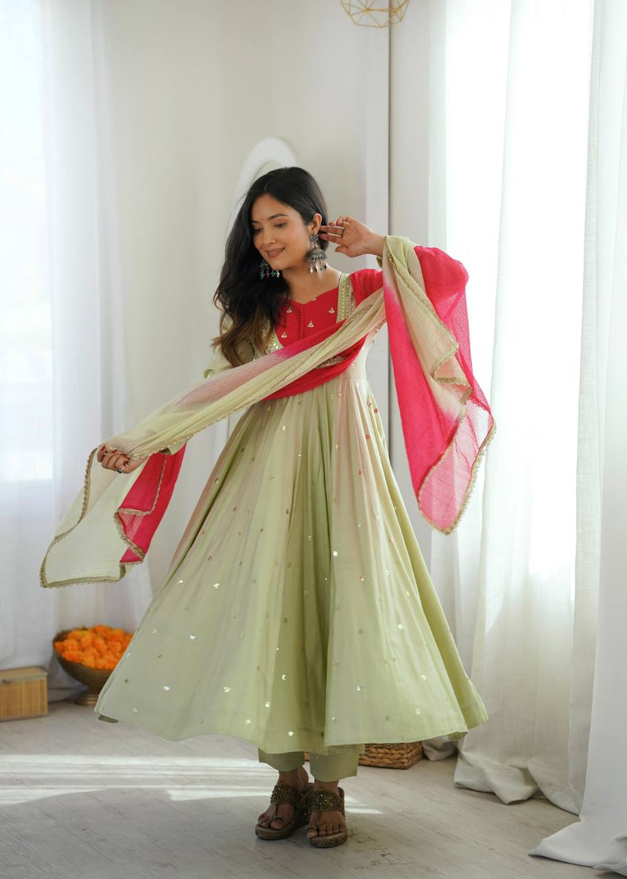 Mirror Designer Anarkali Three Piece Set