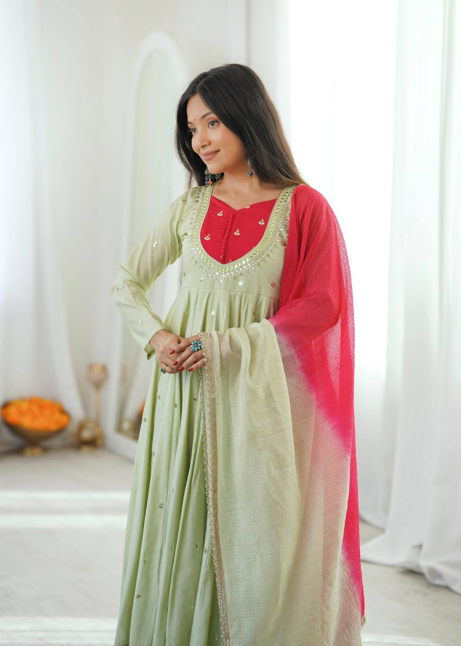 Mirror Designer Anarkali Three Piece Set