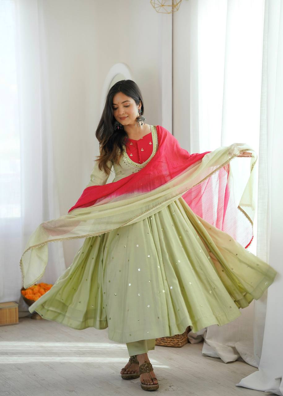 Mirror Designer Anarkali Three Piece Set
