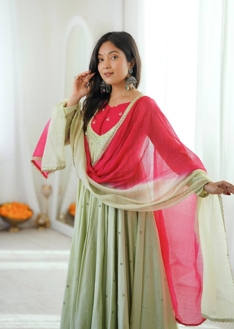 Mirror Designer Anarkali Three Piece Set