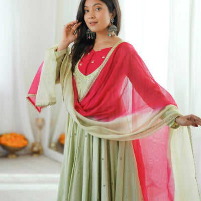 Mirror Designer Anarkali Three Piece Set