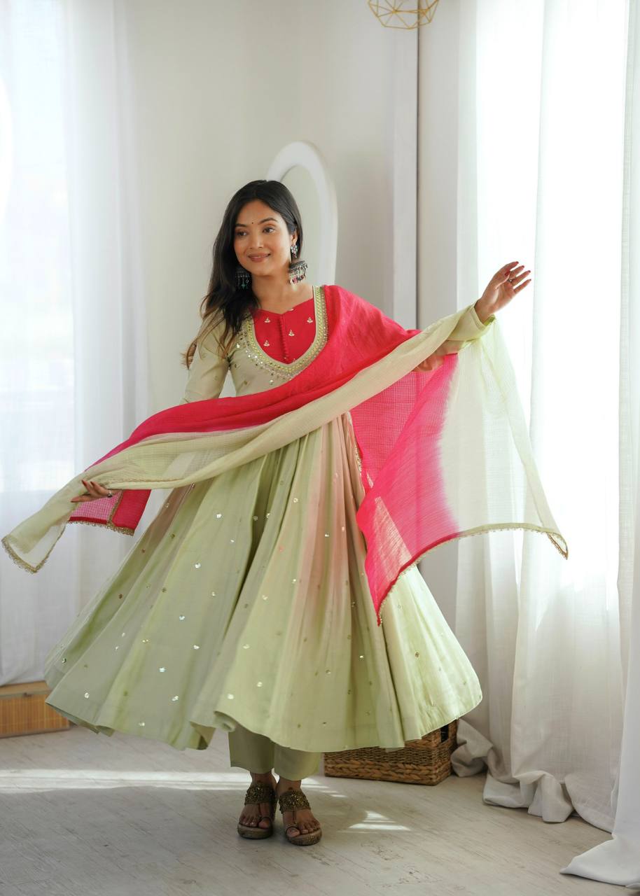 Mirror Designer Anarkali Three Piece Set
