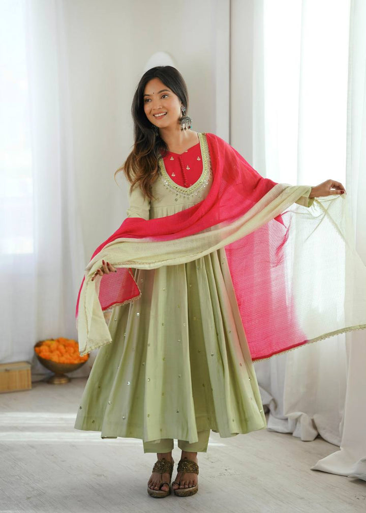 Mirror Designer Anarkali Three Piece Set