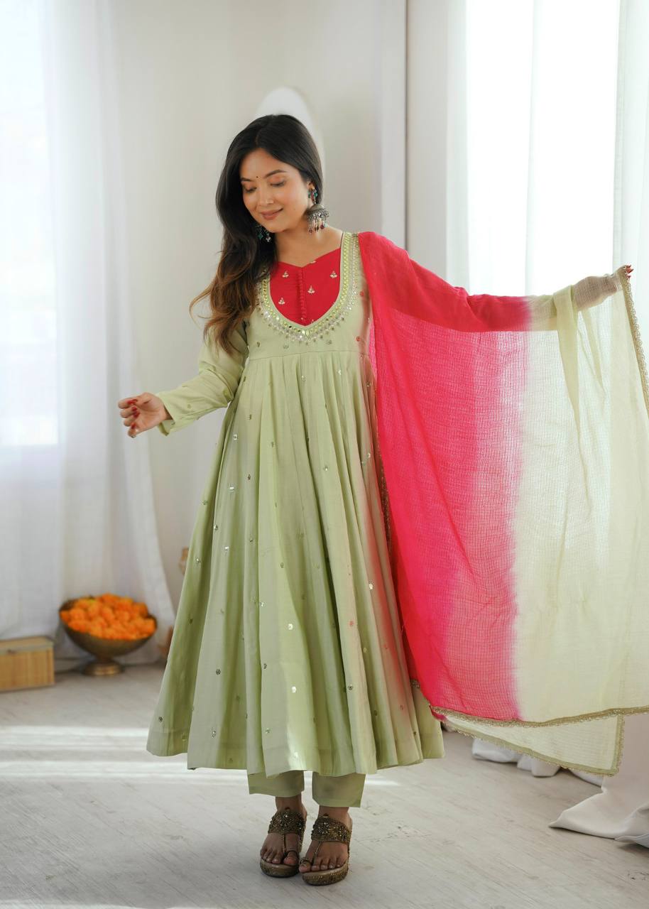 Mirror Designer Anarkali Three Piece Set