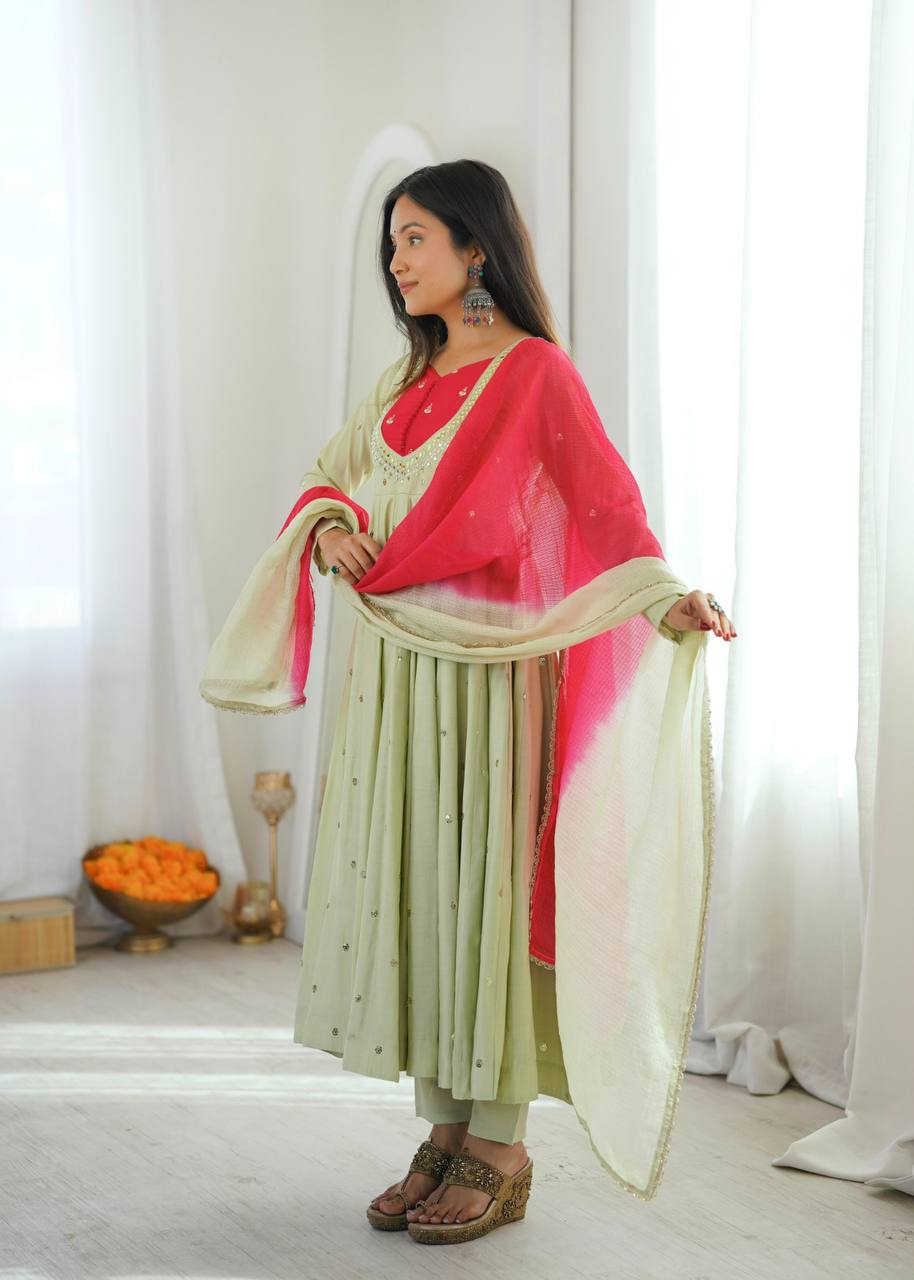 Mirror Designer Anarkali Three Piece Set