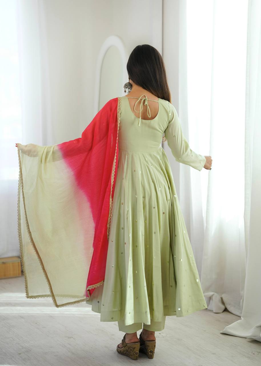 Mirror Designer Anarkali Three Piece Set