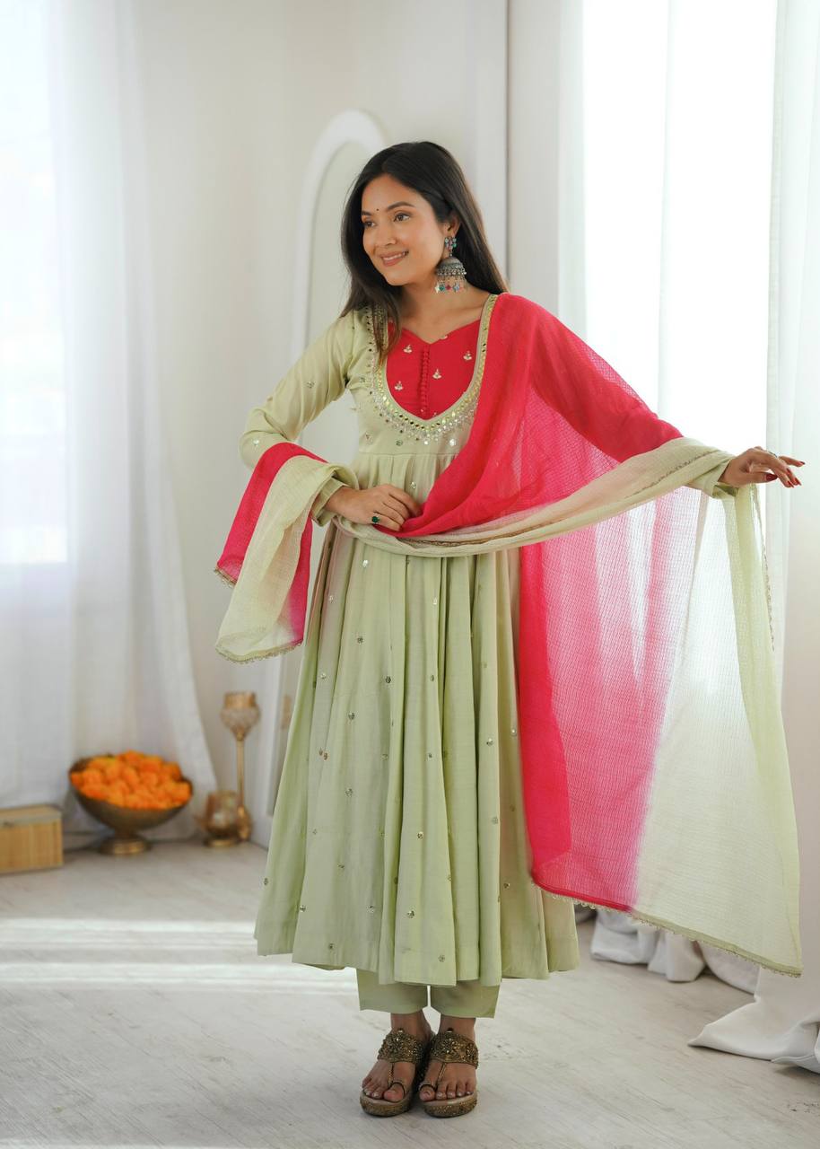 Mirror Designer Anarkali Three Piece Set