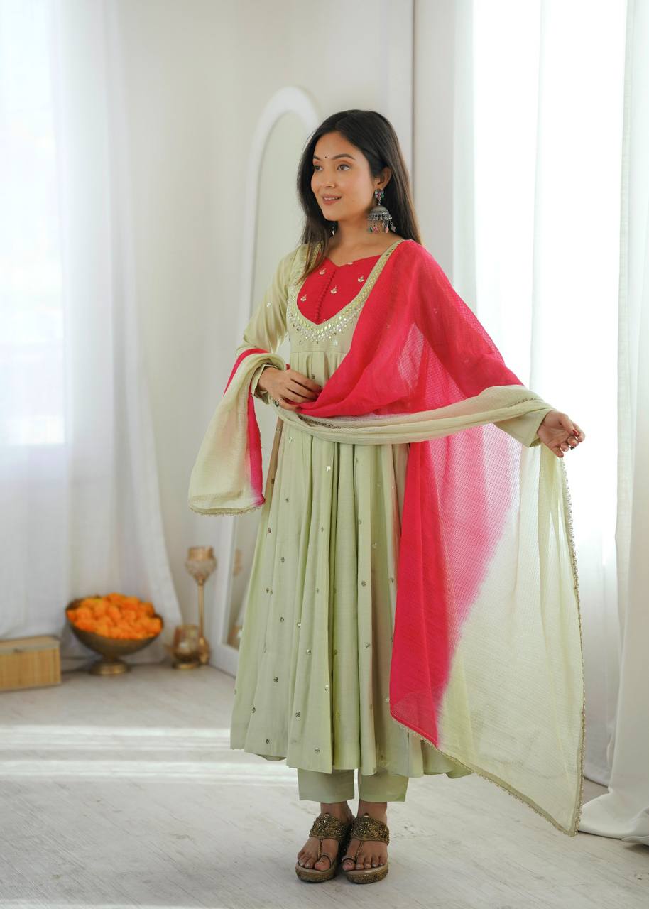 Mirror Designer Anarkali Three Piece Set