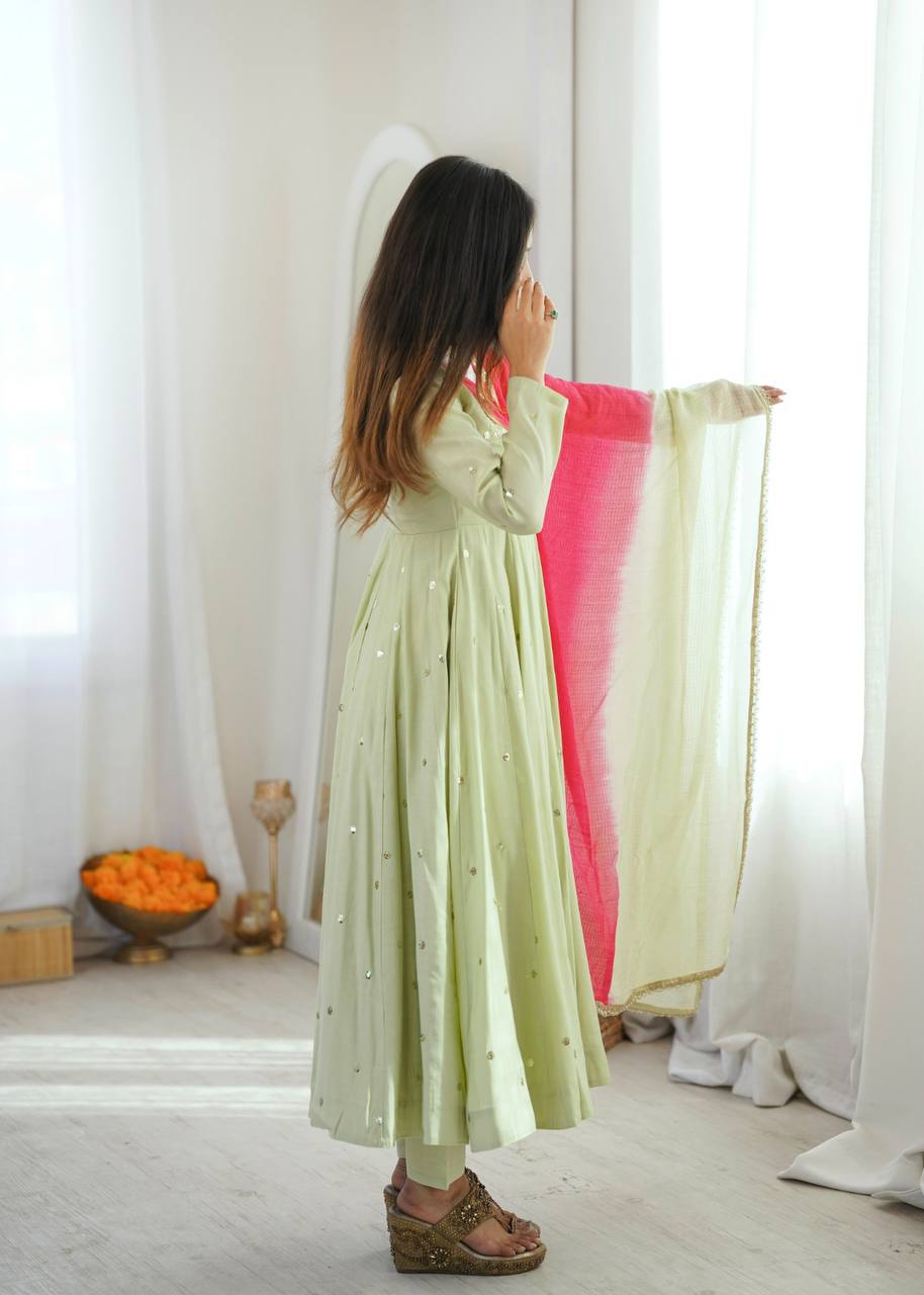 Mirror Designer Anarkali Three Piece Set