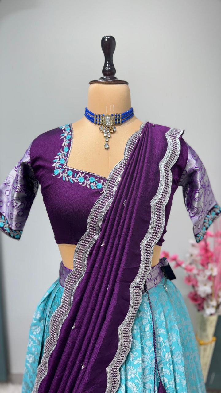 Designer kanjivaram Silk Half Saree