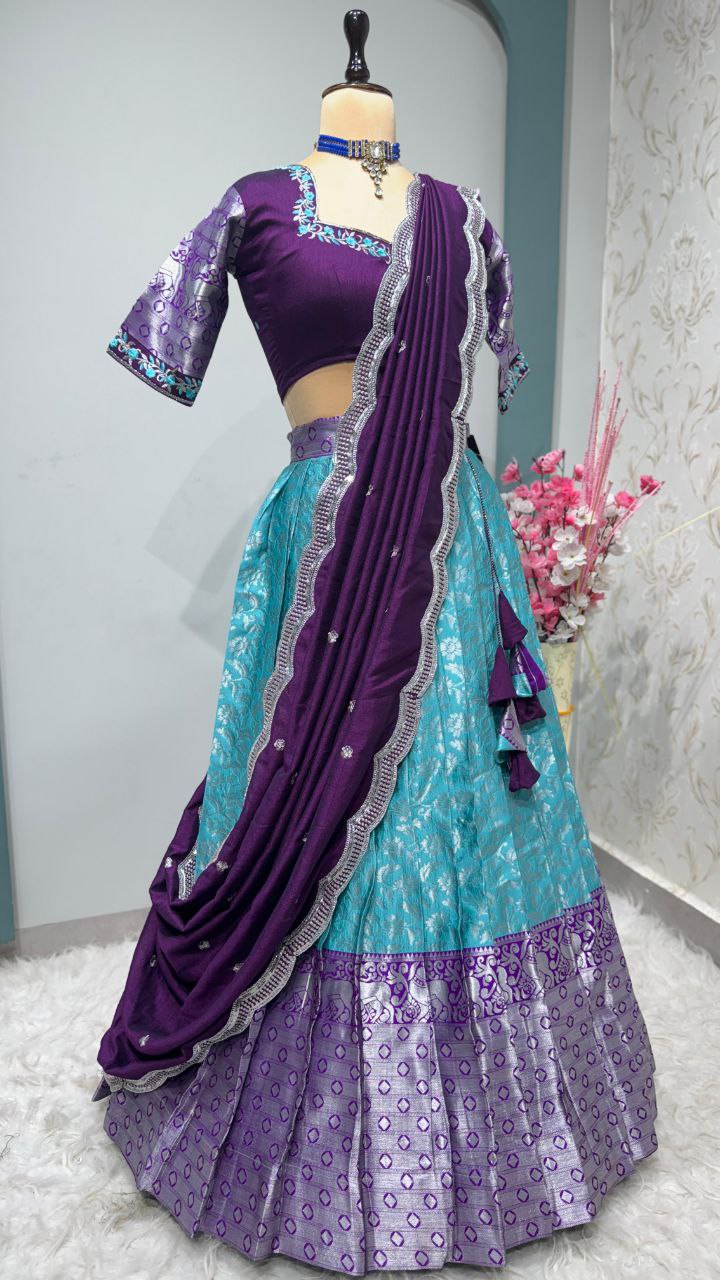 Designer kanjivaram Silk Half Saree