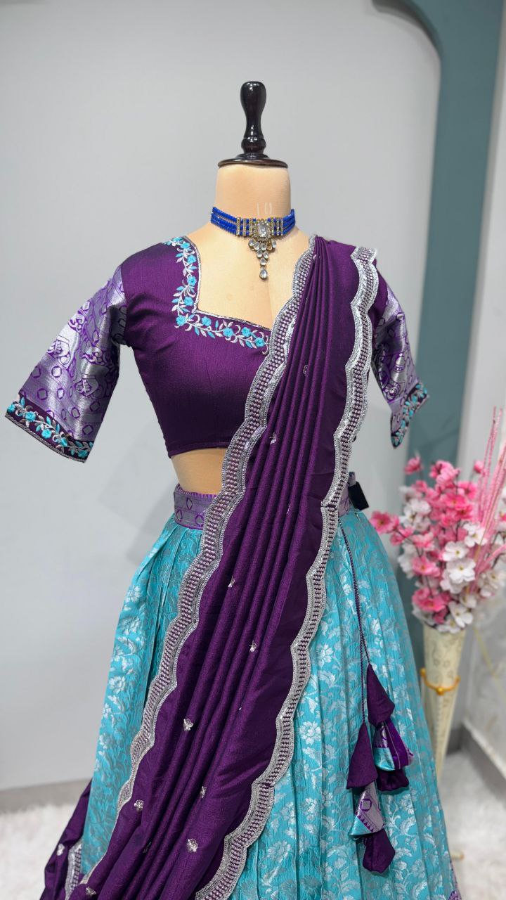 Designer kanjivaram Silk Half Saree