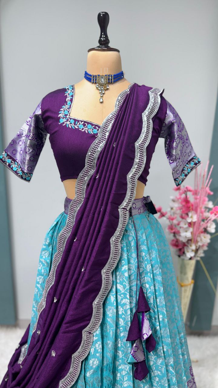 Designer kanjivaram Silk Half Saree