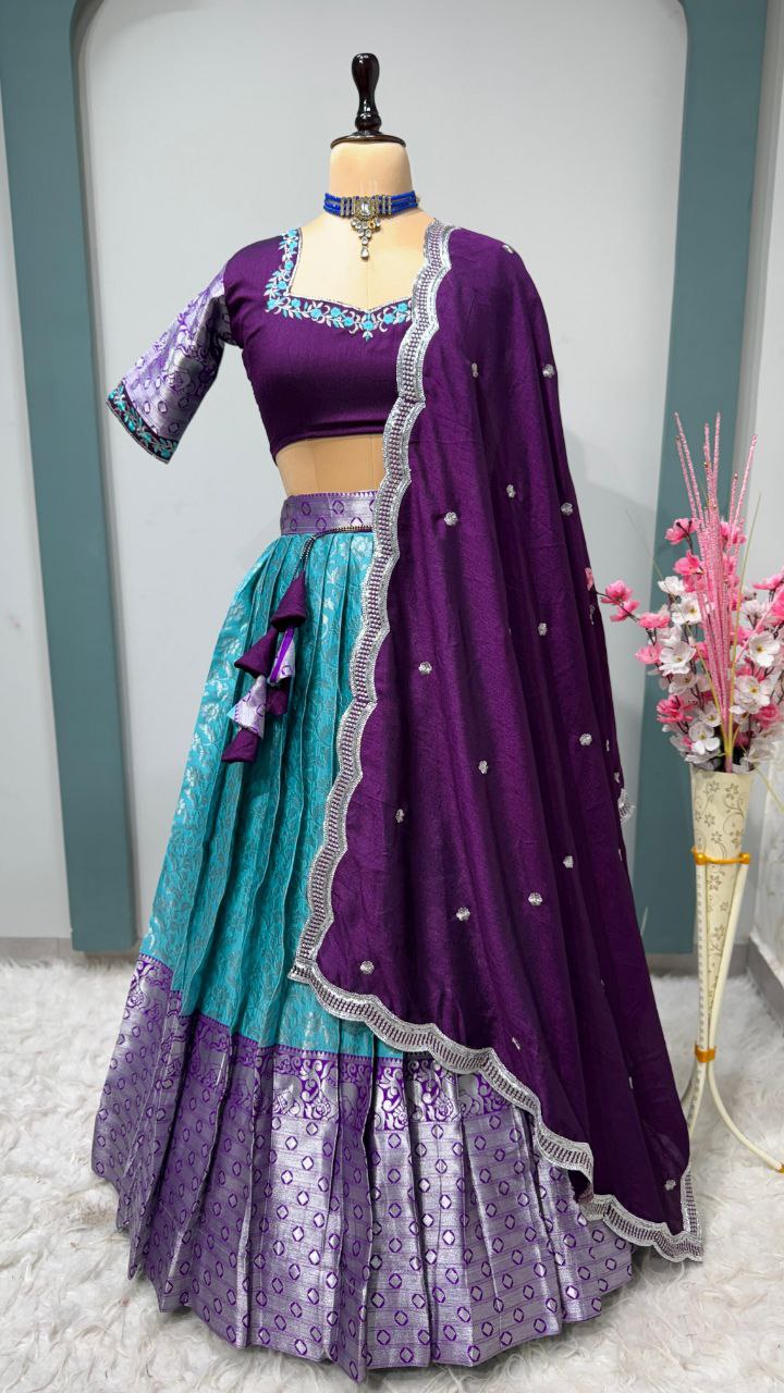 Designer kanjivaram Silk Half Saree