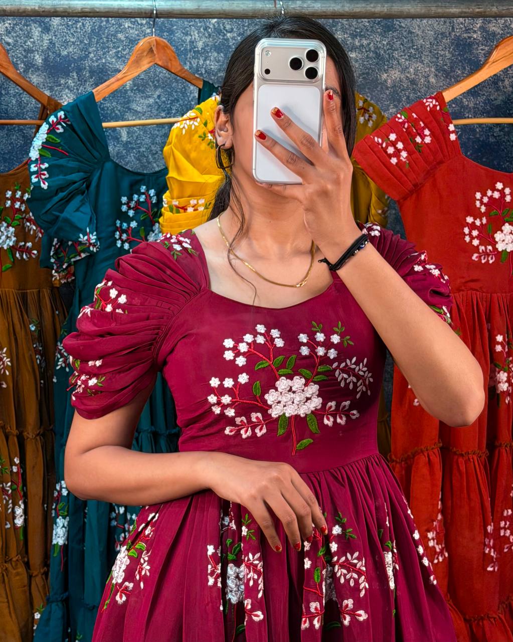Elegant South Mull Cotton Embroidered Midi Dress