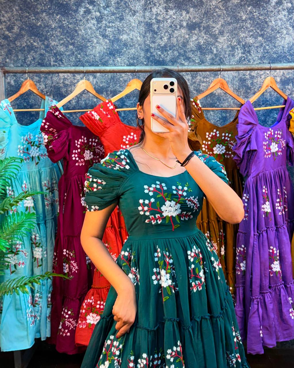 Elegant South Mull Cotton Embroidered Midi Dress