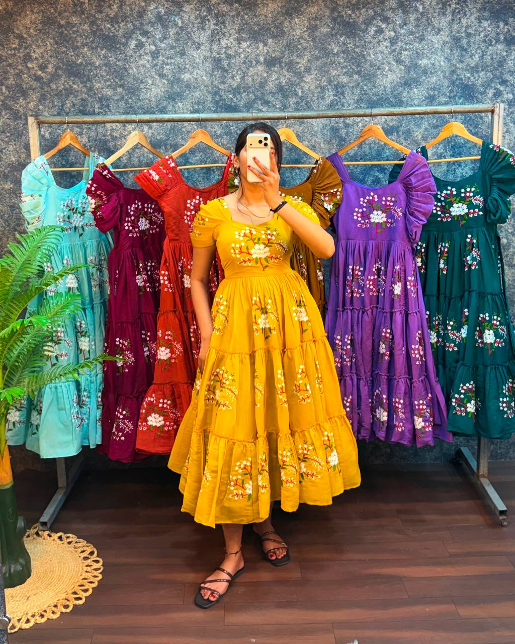 Elegant South Mull Cotton Embroidered Midi Dress