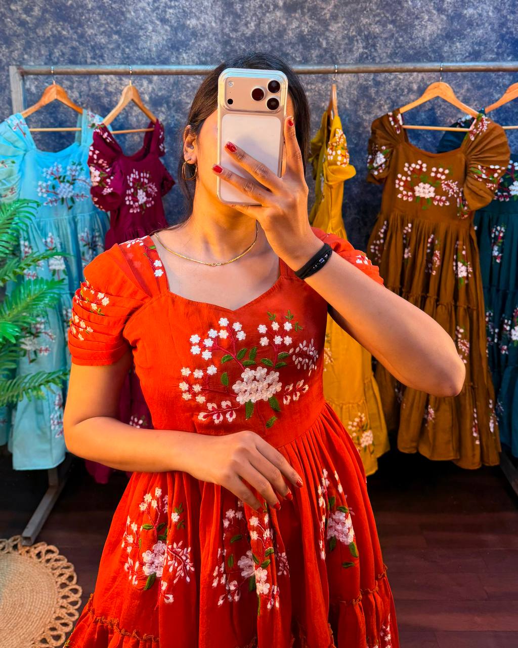 Elegant South Mull Cotton Embroidered Midi Dress