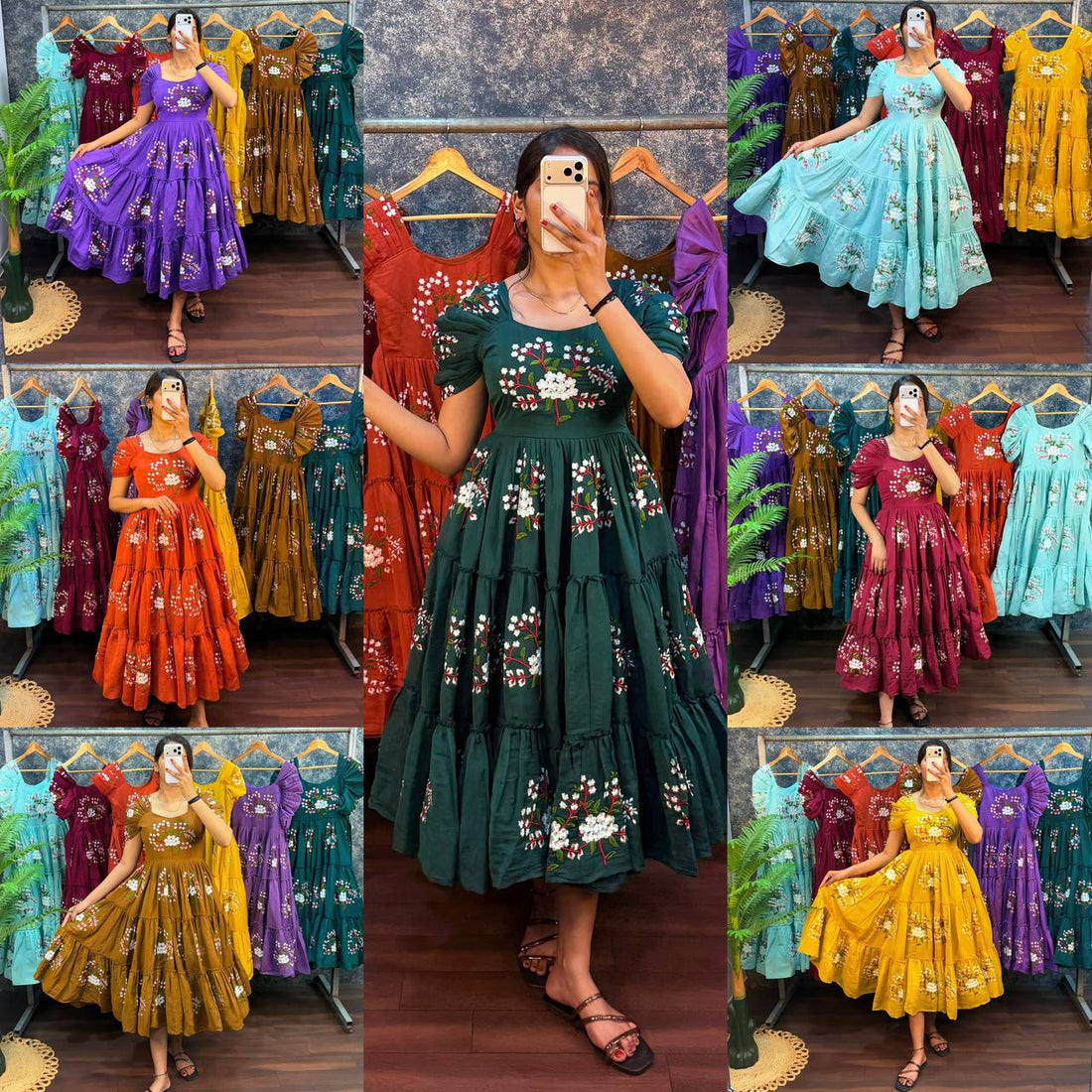 Elegant South Mull Cotton Embroidered Midi Dress