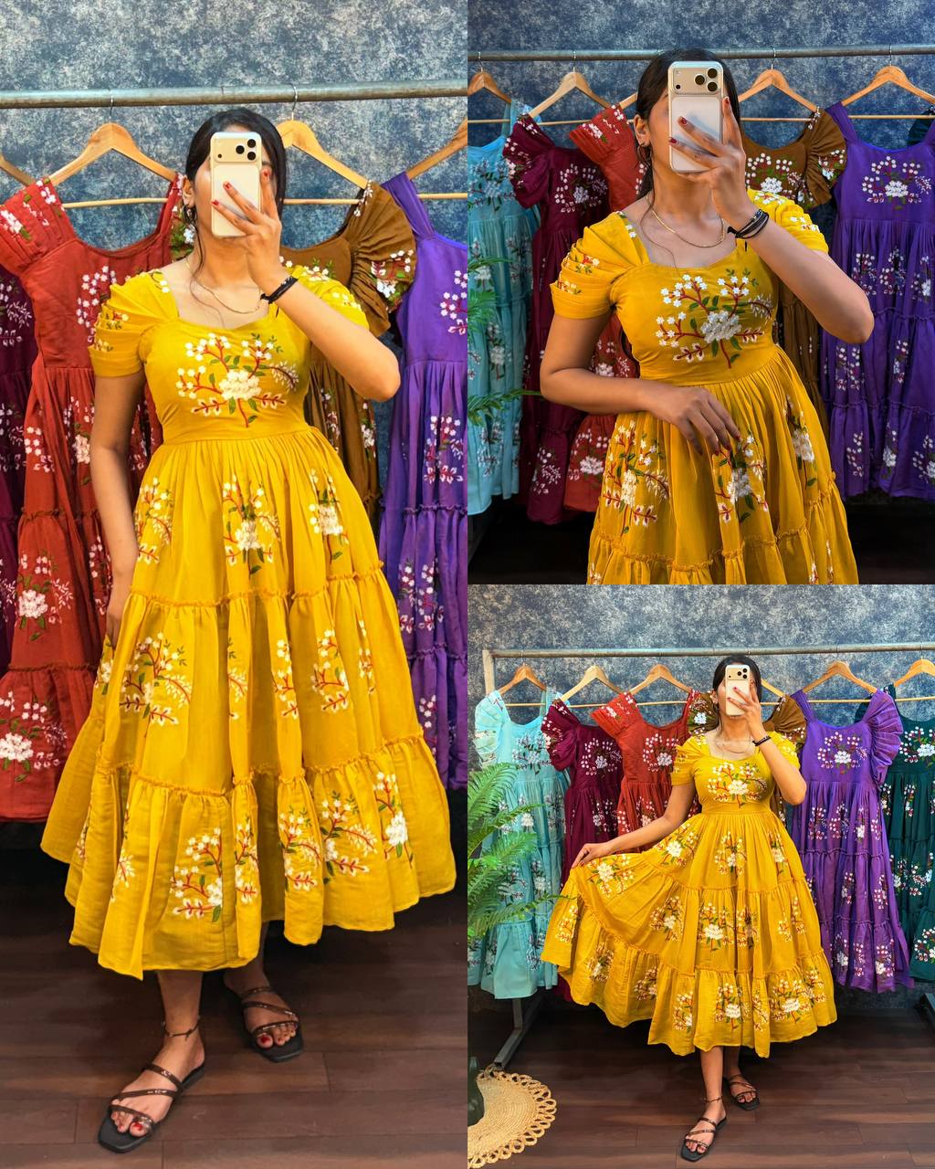 Elegant South Mull Cotton Embroidered Midi Dress