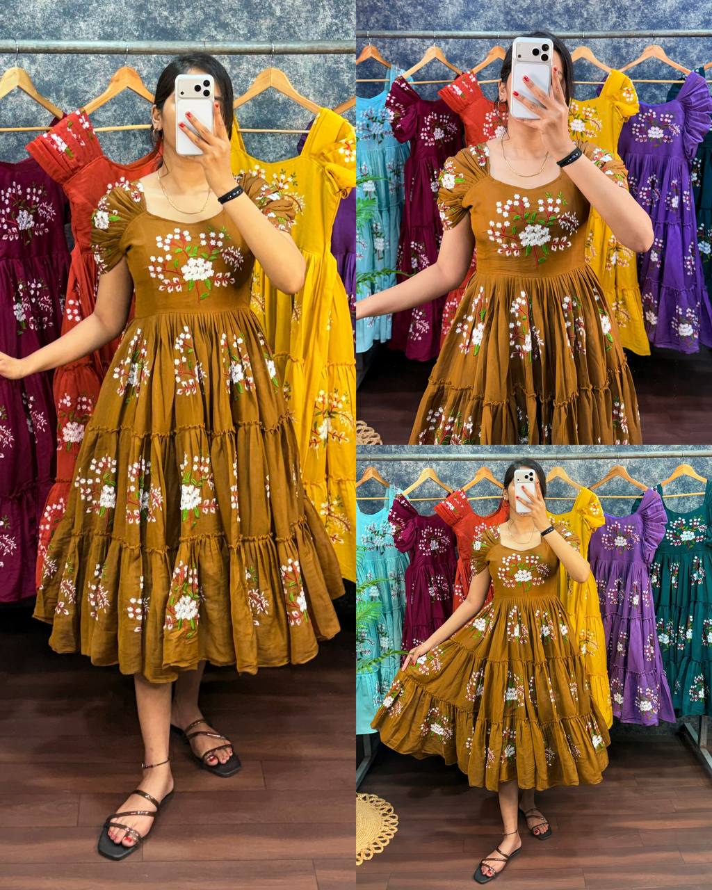 Elegant South Mull Cotton Embroidered Midi Dress