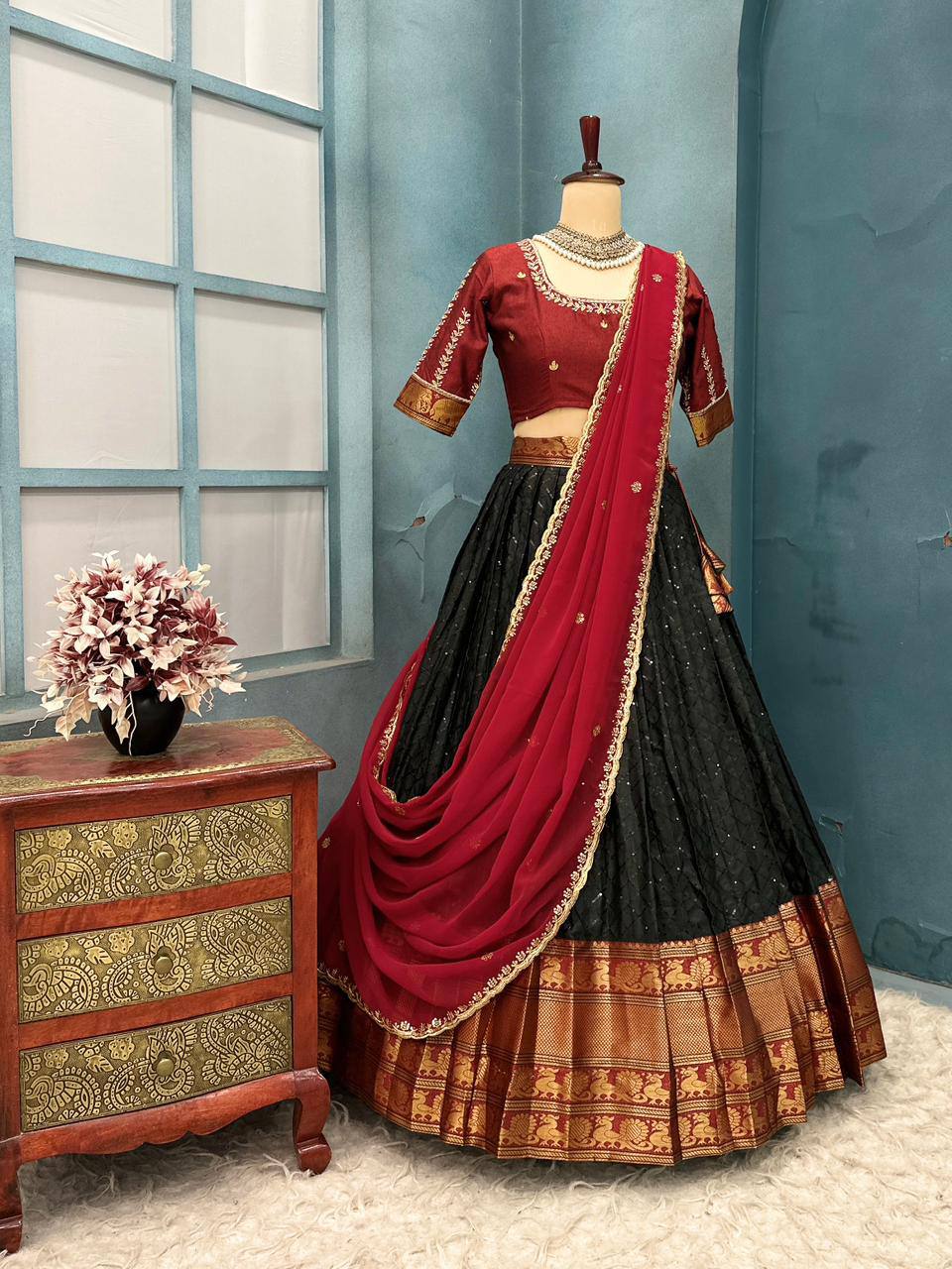 Festival Special Pure Narayanpet Cotton Silk Lehenga Half Saree Set