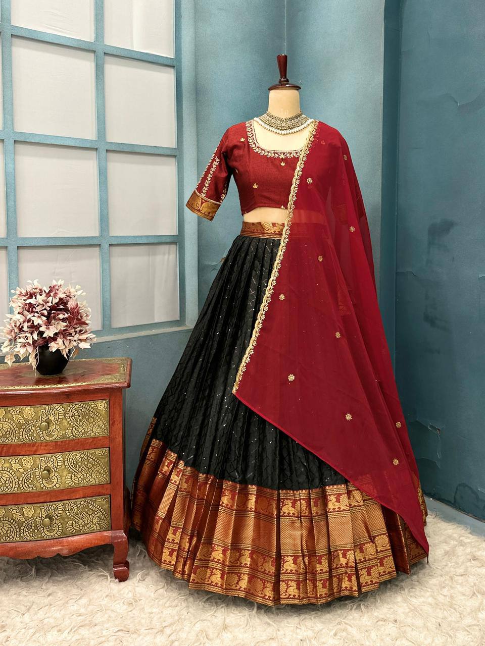 Festival Special Pure Narayanpet Cotton Silk Lehenga Half Saree Set