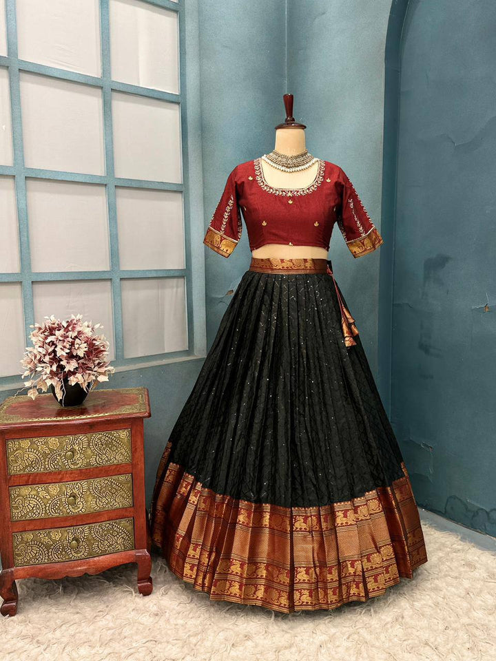 Festival Special Pure Narayanpet Cotton Silk Lehenga Half Saree Set