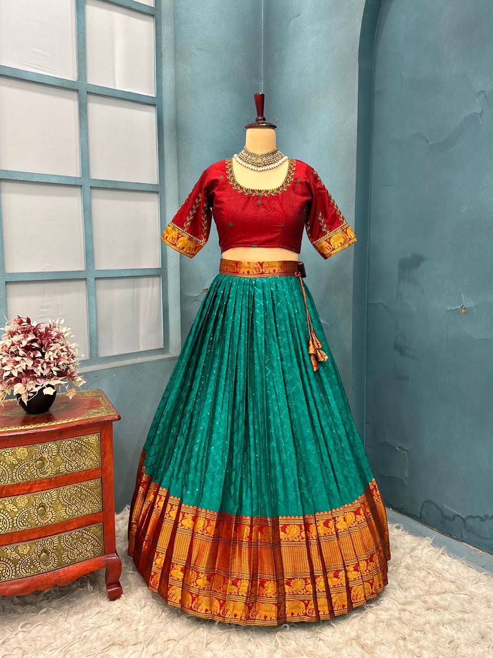 Festival Special Pure Narayanpet Cotton Silk Lehenga Half Saree Set